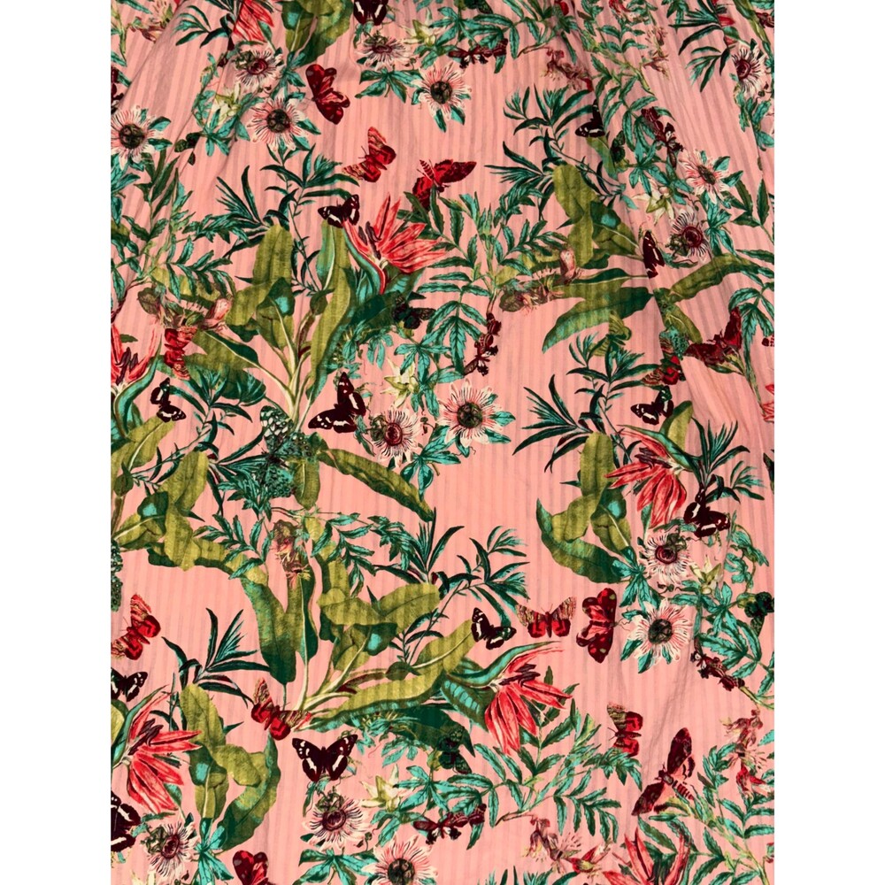 H&M Smocked-bodice strappy dress in a pink/floral or tropical pattern 12 New - Picture 3 of 8